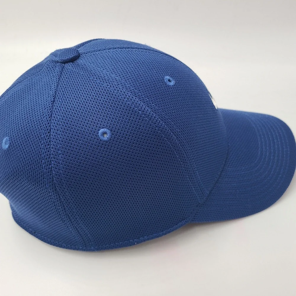 Nike Hat Fitted (Seems‎ S-M) Blue White Fit Dry Swoosh Logo Jersey Mesh Casual